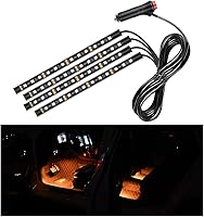 Vista 19 de Tira de luz LED para coche, 24 LEDs RGB, luces de neón para interior con ambiente, 12V, luz nocturna ambiental debajo del salpicadero, lámpara