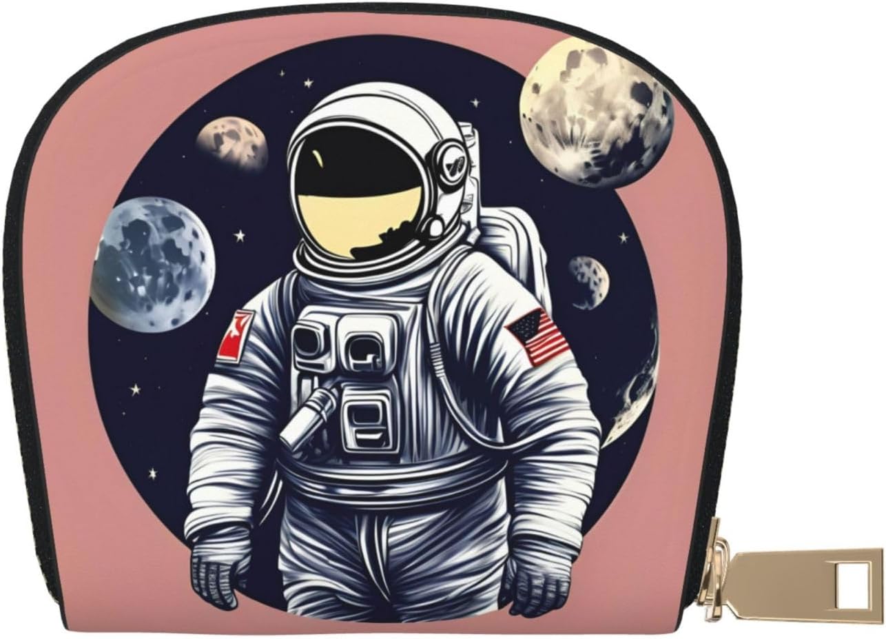 Astronaut on The Moon 1 print Wallet Credit Cards Holder Business Card Case for Men Women Compact Size for Adults