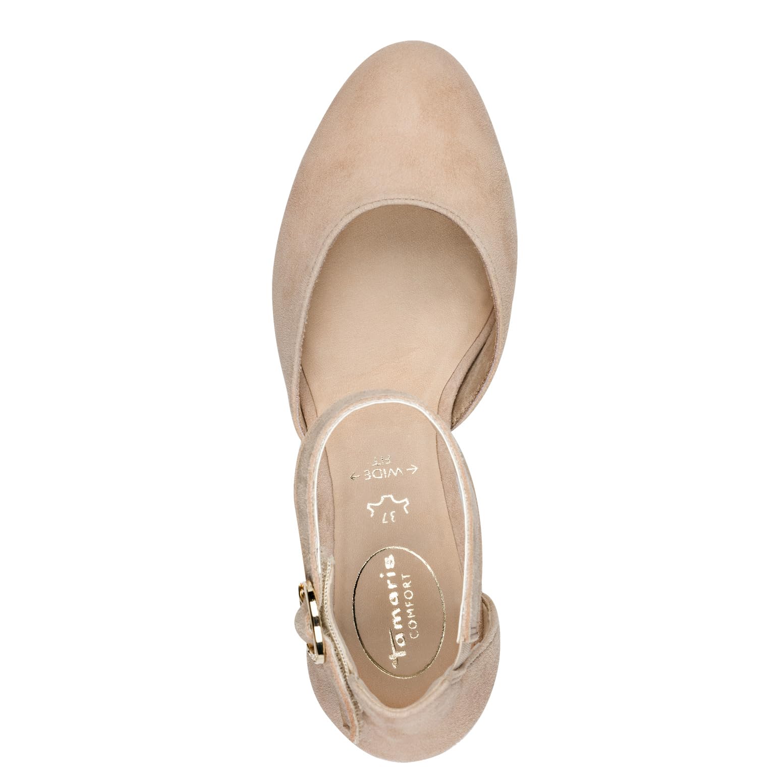 Tamaris Damen Pumps mit Riemen aus Leder Wide Fit