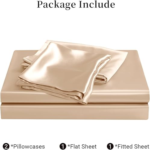 Miniatura 7 de THXSILK Juego de sábanas de seda de 22 Momme, 4 piezas, sábanas de seda 7A+, juegos de ropa de cama de lujo, ultra suaves, duraderas, 100% seda de