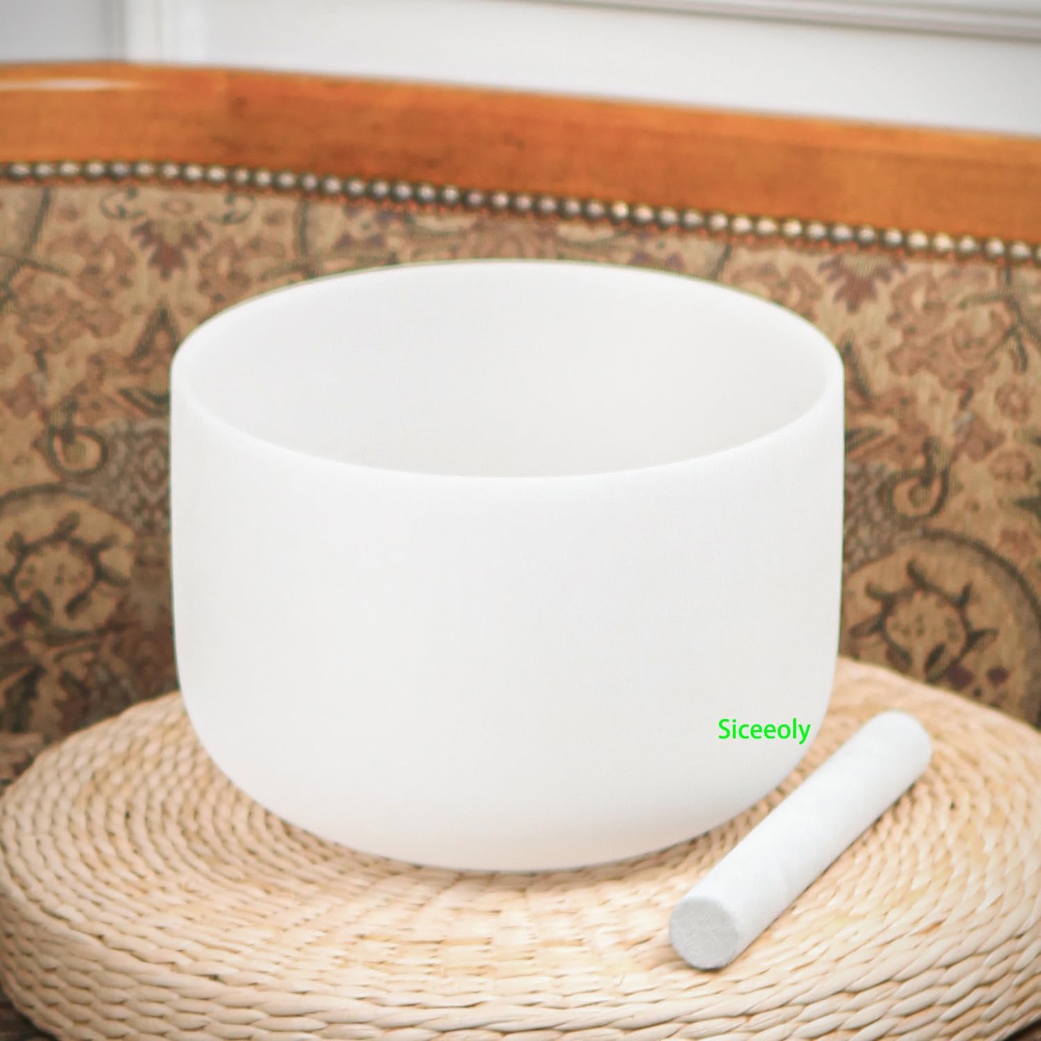 Set of 3 Singing Bowls 8-12 inch 8"B 10"F 12"C Frosted Chakra Quartz White Crystal Sound Healing Crystal with 1 Travel Carry Case Bag 1 Mallet Suede 1 Striker 3 O-rings