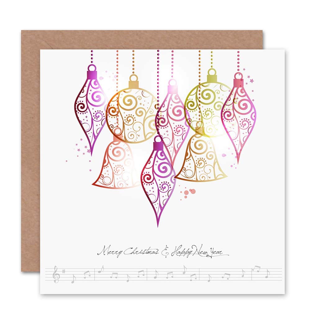 Wee Blue Coo MERRY CHRISTMAS MUSIC DECORATIONS BLANK GREETINGS CARD ART