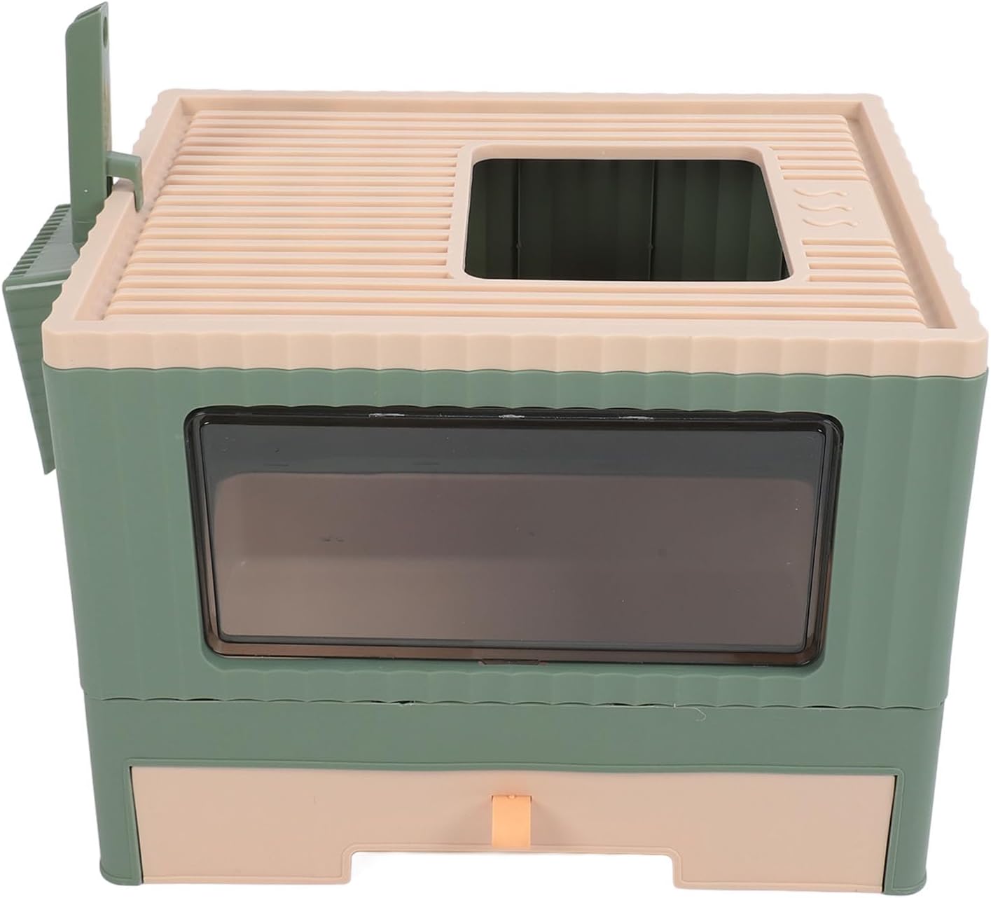 aqxreight Enclosed Litter Box Foldable Top Entry Drawer Type Splashing Cat Toilet Box for Adult Cat Kitten Gray Asy Storage and Use Enclosed Litter BoxFoldable Enclosed Litter BoxFoldable (Green)