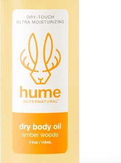 HUME SUPERNATURAL Dry Body Oil Spray - Ultra Hydrating Oil for Dry Skin, Light and Nourishing Body Oils for Women and Men, Long-Lasting Moisture (Amber Woods 1-Pack)