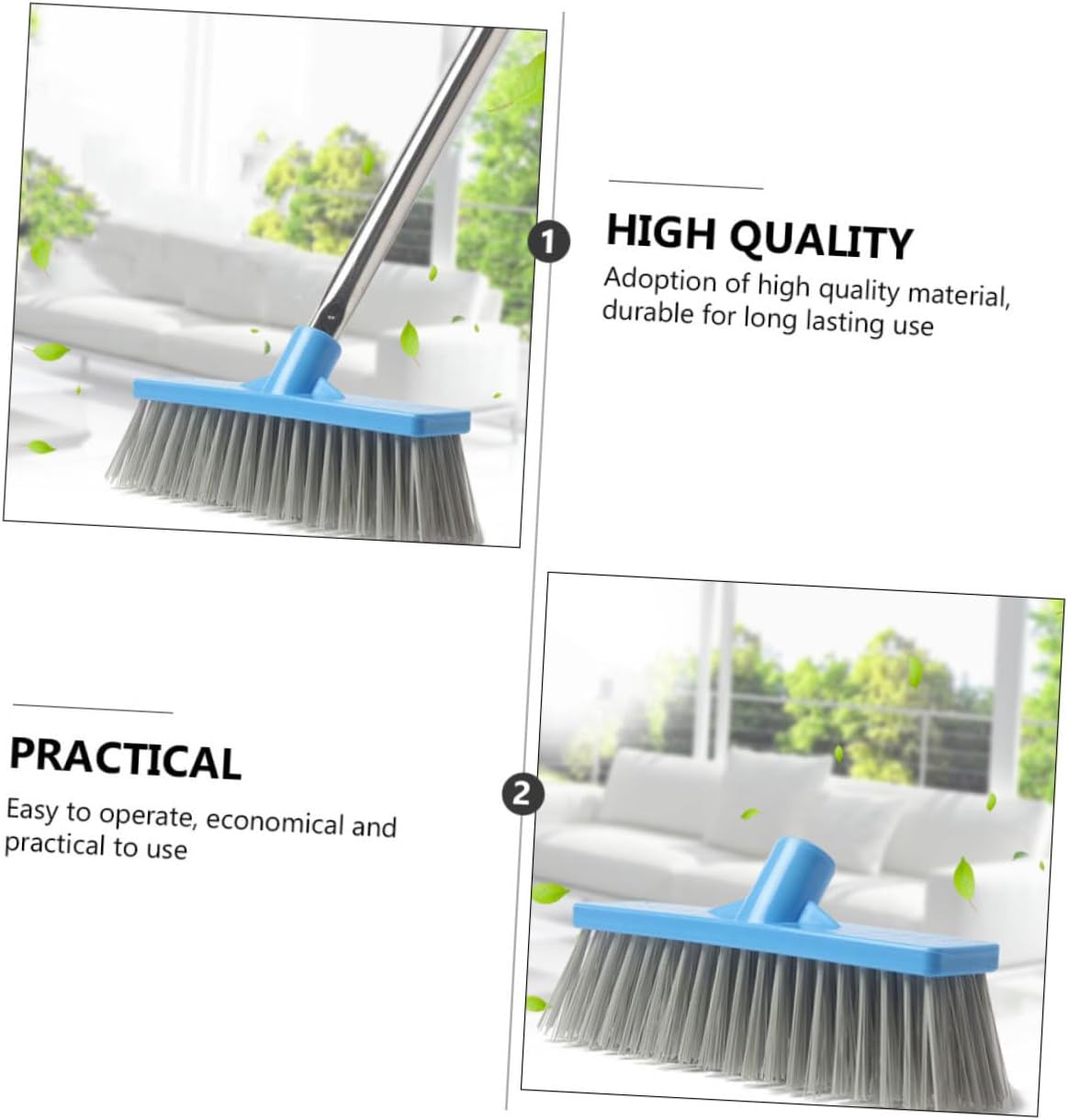 Stiff Bristles Broom Head Blue Plastic Replacement for Home Floors