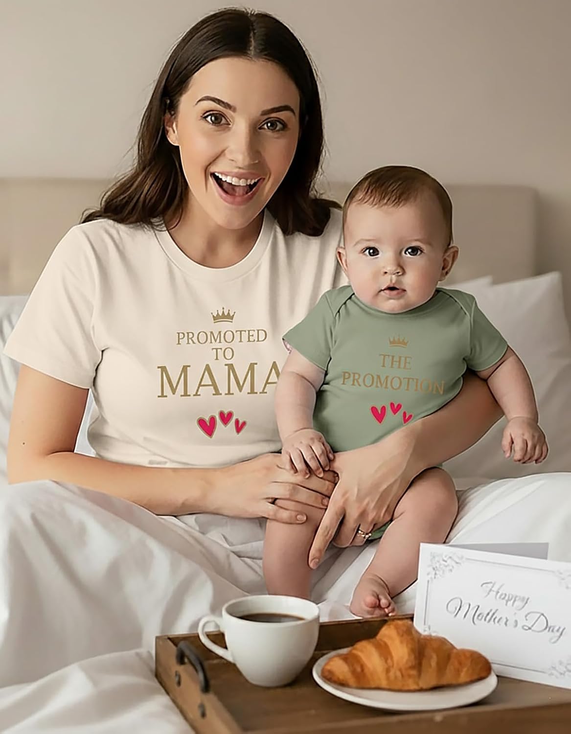 Tstars Our First Mother's Day Mom and Baby Matching Shirts - Mommy and Me Outfit Gift for New Moms and Infant