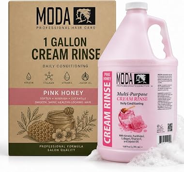 MODA Cream Rinse - Nourish, Detangle & Repair with Keratin, Panthenol, Collagen, and Vitamin E - Moisturizing Hair Conditioner for Dry & Damaged Hair, Soothing Pink - 128 Oz