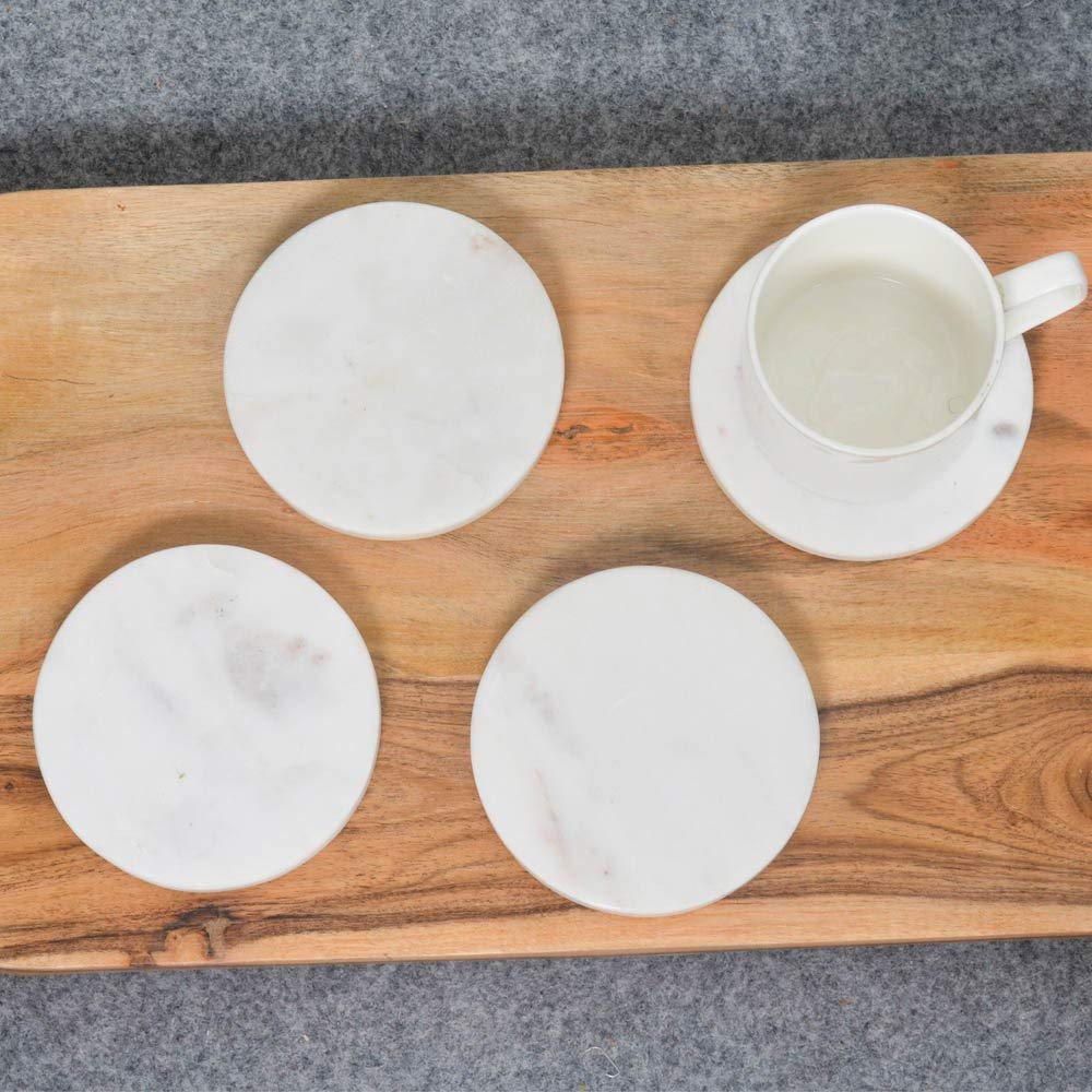 Set Di 12 Sottobicchieri In Marmo Indiano Naturale - Verde, Grigio, Rosa - Vintage Per Cocktail E Caffè