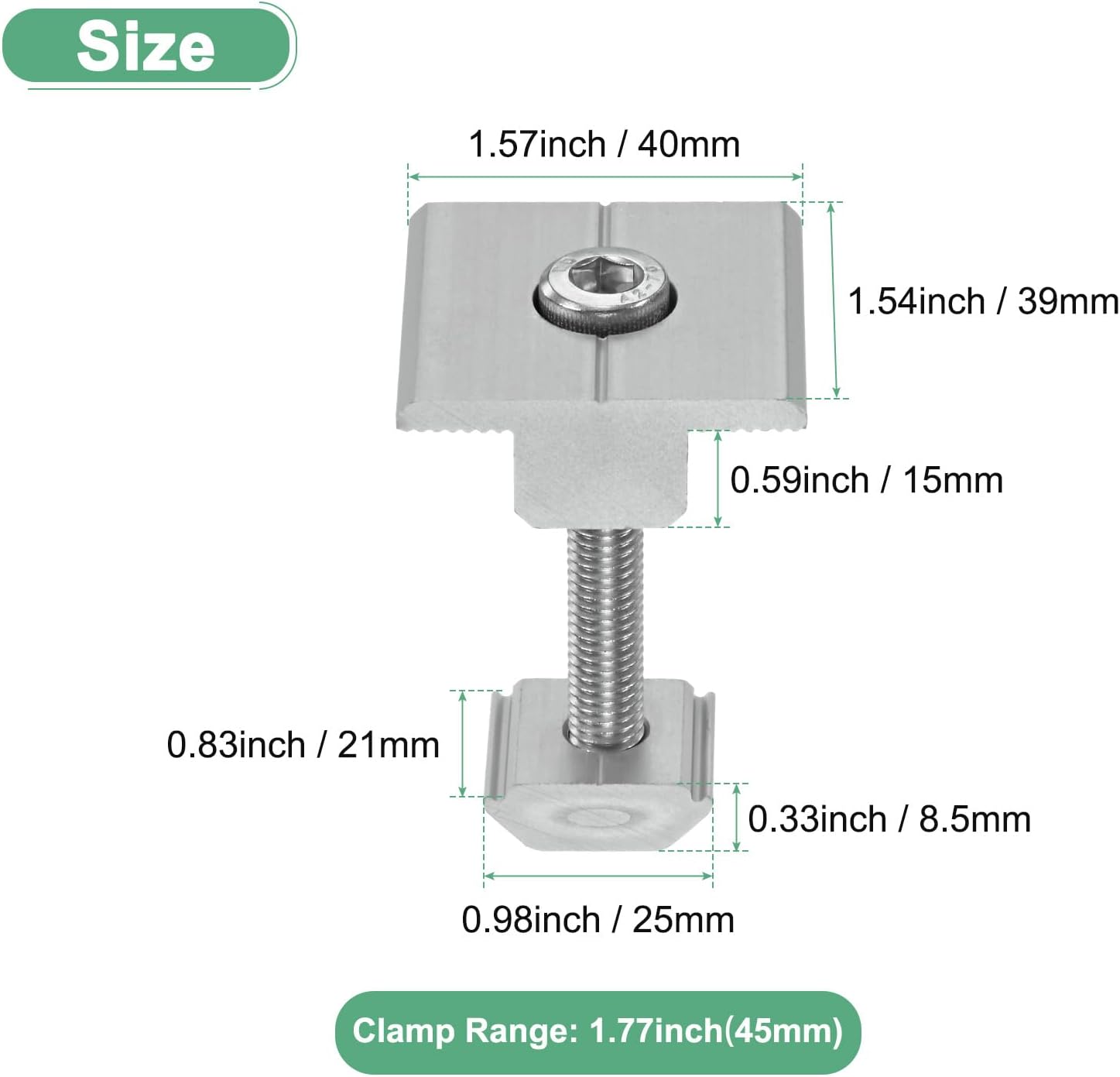 M METERXITY 12-Pack Solar Panel Mount Mid Clamps 45mm t Center Clips Corrosion-free Aluminum Anodized Solar Panel Center Clamp for Roof/Wall/Boat/RVs Solar Panel Mounting Brackets [White]