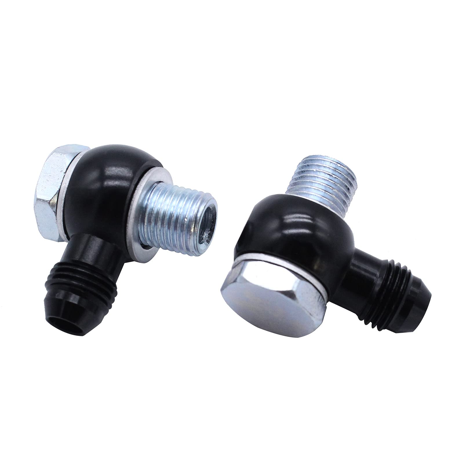 2PCS Trans ssion Cooler Fittings 90 Degree 6AN x 1/4NPSM(Black & Silver) -Layfoo