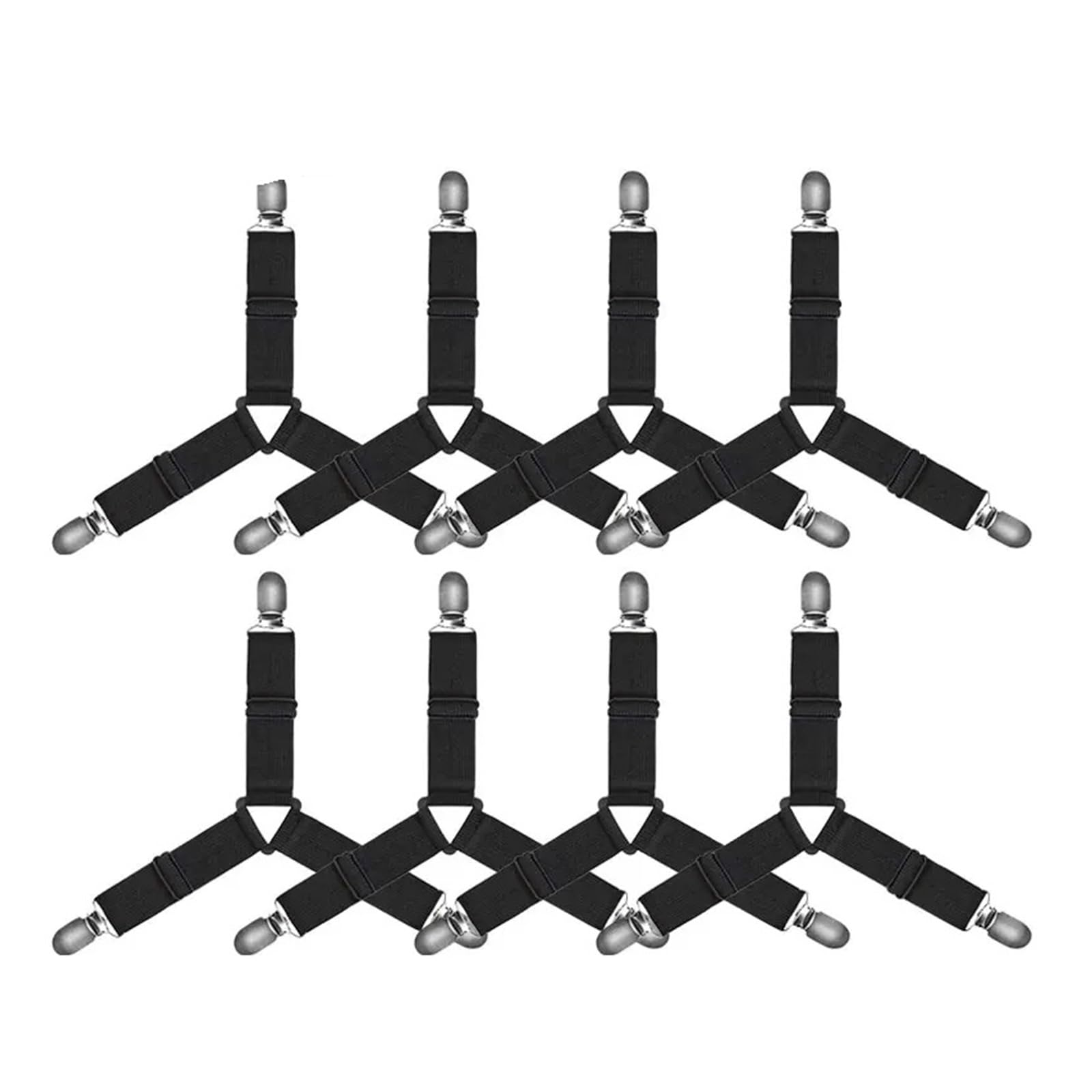 SDIUAKBV Bed Sheet Grippers Belt 16/4Pcs/Set Adjustable Bed Sheet Grippers Belt Fastener Clips Mattress Cover Blankets Quilt Holder Organize Gadgets For the bedroom(3 Heads Black(8Pcs))