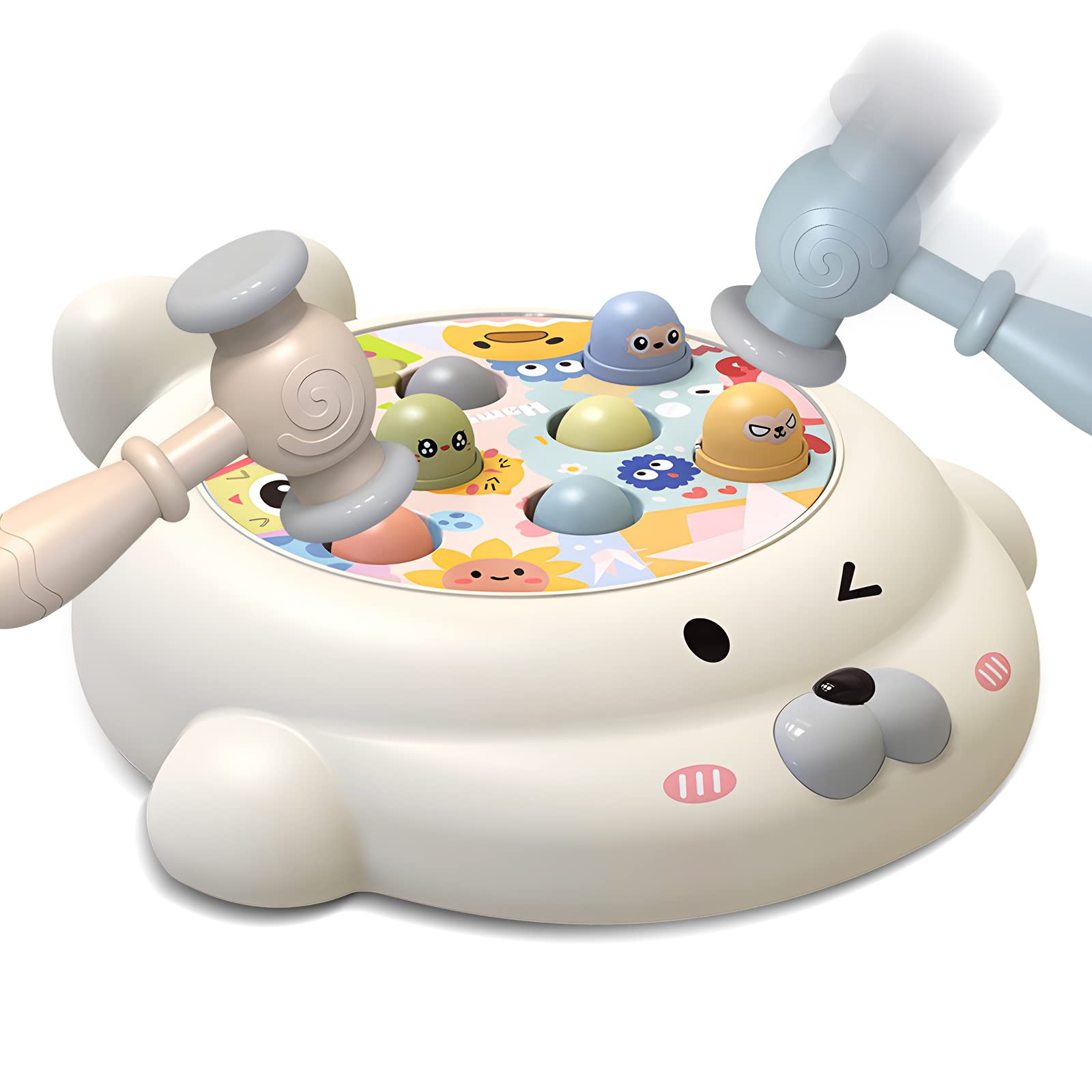 Whack A Mole Game, GROIC Interactive Light-Up Musical Pounding Toy with 1 screwdriver and 2 Hammers, Sensory Toy Toddler Gifts, Early Developmental Toy for 3+ Kids Boys Girls