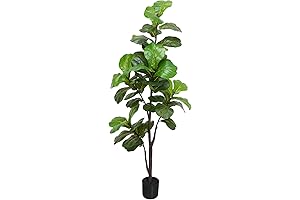 1-Pack Faux Fig Tree 6ft-Lifelike Fiddle Leaf Fig Plant- Artificial Ficus Tree...