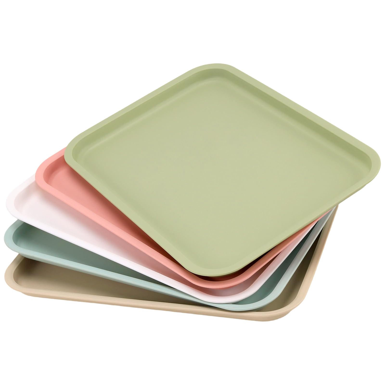 ZOENHOU 5 vassoi in plastica 30 x 40 cm, vassoio rettangolare in plastica, rettangolare, in polipropilene, impilabile, 5 colori, vassoio antiscivolo per fast food per cucina, ristorante, hotel