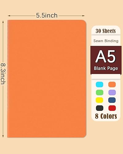 Miniatura 2 de Gwybkq Cuadernos A5 en blanco a granel, 16 paquetes (5.5 x 8.3), viaje a granel cubierta suave colorida, cuaderno de bocetos sin líneas de