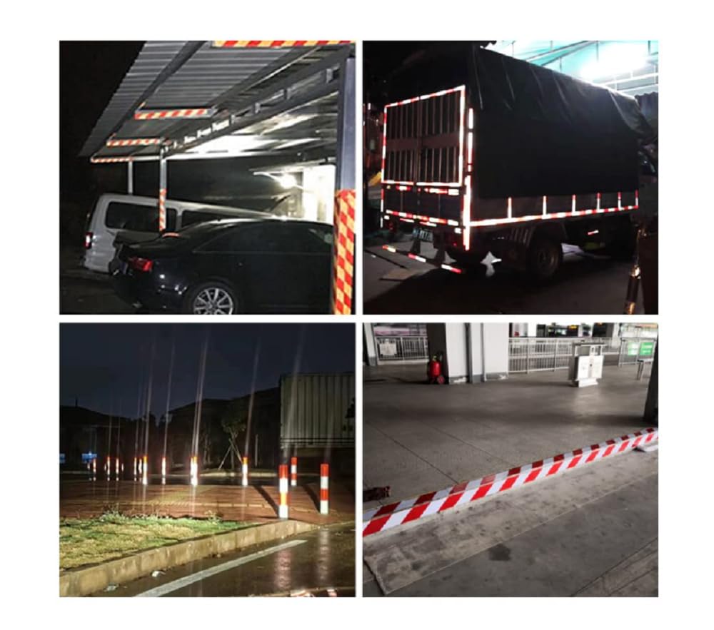 20 CM × 3 M Ruban Réfléchissant Blanc Rouge Nuit Avertissement De Sécurité Bande De Visibilité Film Autocollant Autocollant Réfléchissant Ruban D'avertissement (2)