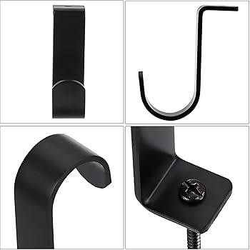 4pcs Stainless Steel Black Ceiling Curtain Pole Holders Brackets Wall Mounted Curtain Rod Bracket For Bathroom Closet 16mm