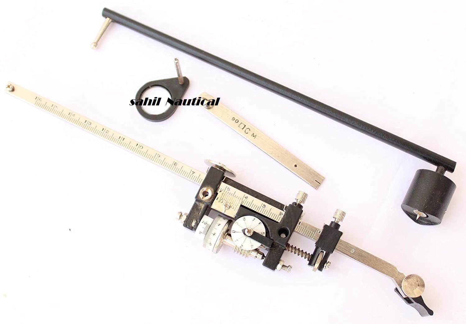 Sahil Nautical Mechanical Planimeter Level and Survey Equipment Civil Instrument, Silver and Black