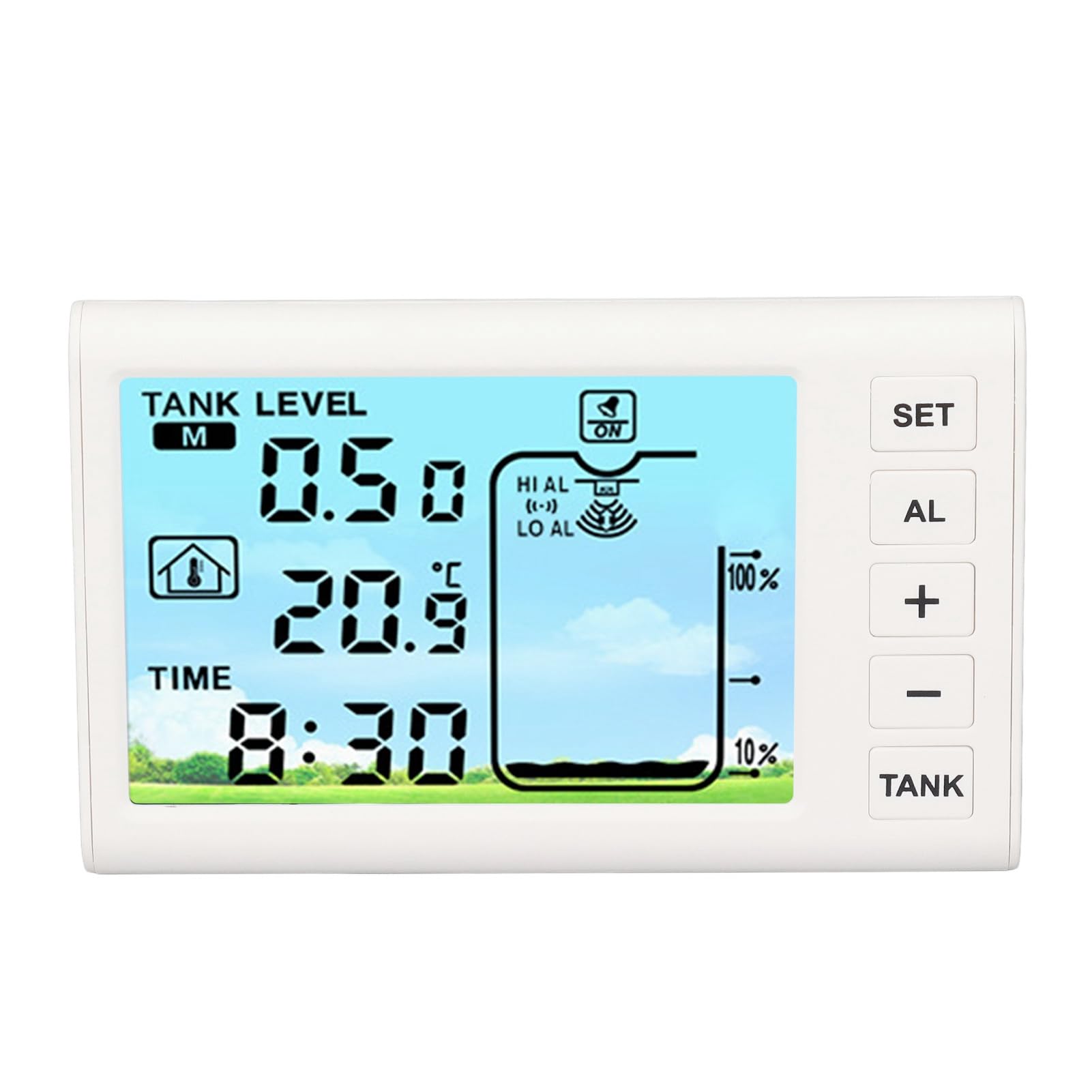 Haofy Sensor Ultrasónico de Nivel de Líquido del Tanque Medidor de Agua Inalámbrico con Monitoreo de de Temperatura - Transmisor Impermeable IP65 - Transmisión Inalámbrica de 100 M para Jardín