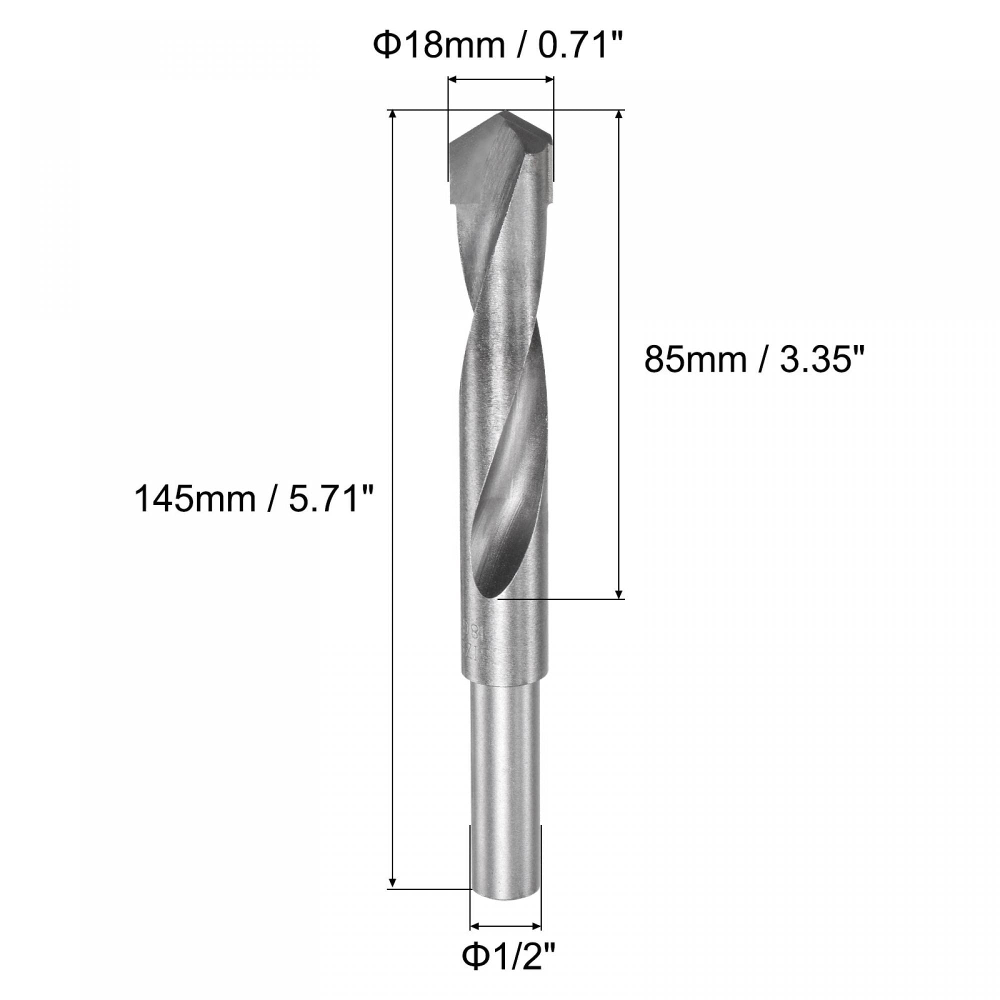 sourcing map 18mm Réduite Tige Cimenté Carbure Hélicoïdal Foret Pointes pour Trempé Acier Acier Inox 1/2 Pouce Droite Tige