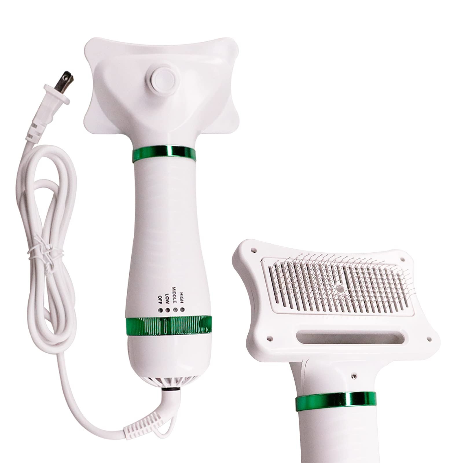 TOPROAD 3 in 1 Upgraded Pet Hair Dryer, 3 Heat Settings Portable Dog Blower with Self Cleaning Slicker Brush Hair Removal, Pet Grooming Hair Dryer for Short and Medium Coated Pets