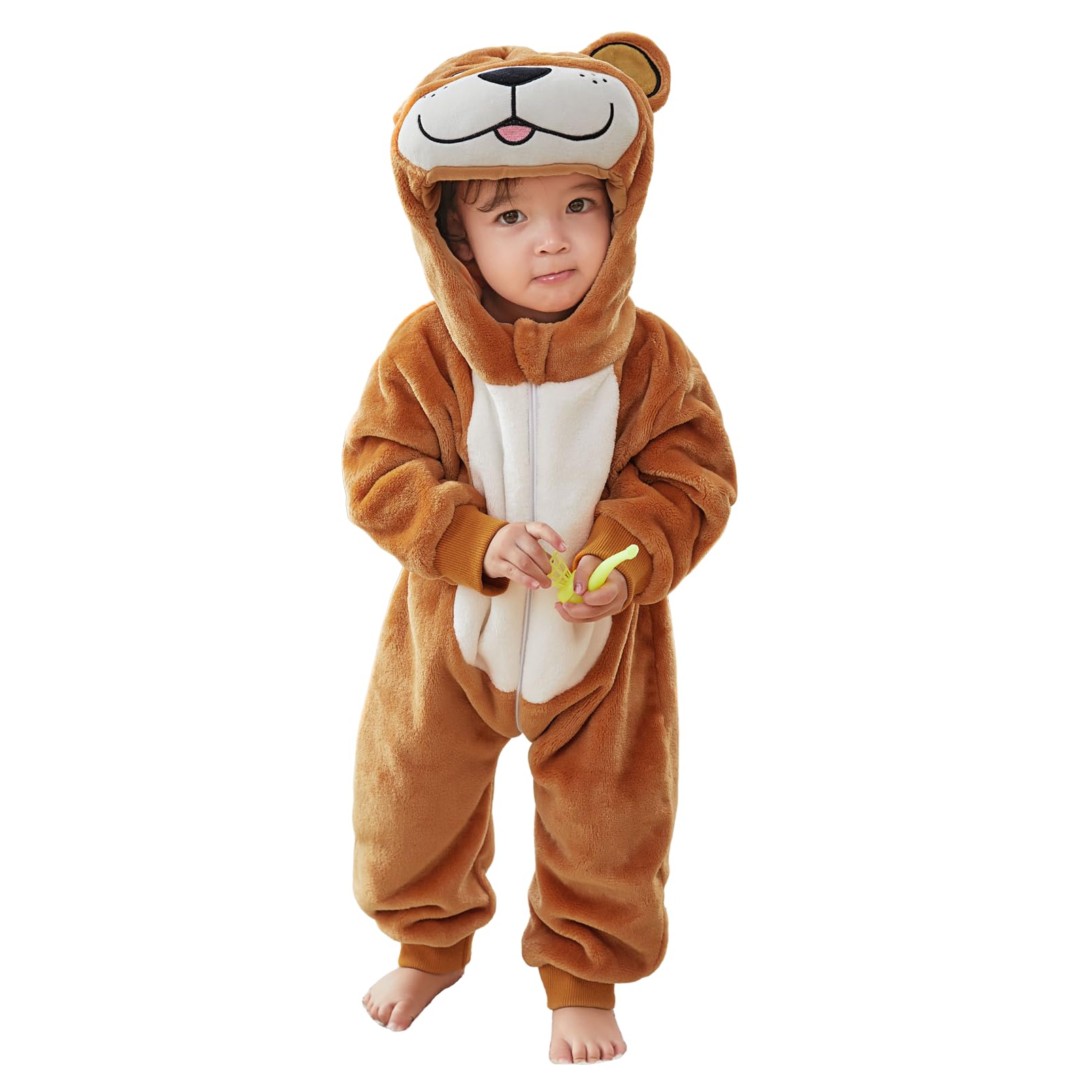 Pagliaccetto Neonato Invernale Costume Neonato, Flanella Unicorno Dinosauro Costume Neonata Sacco Nanna con Cappuccio Animale Tuta Neve Tutone Pile Bambino 0-36 Mesi