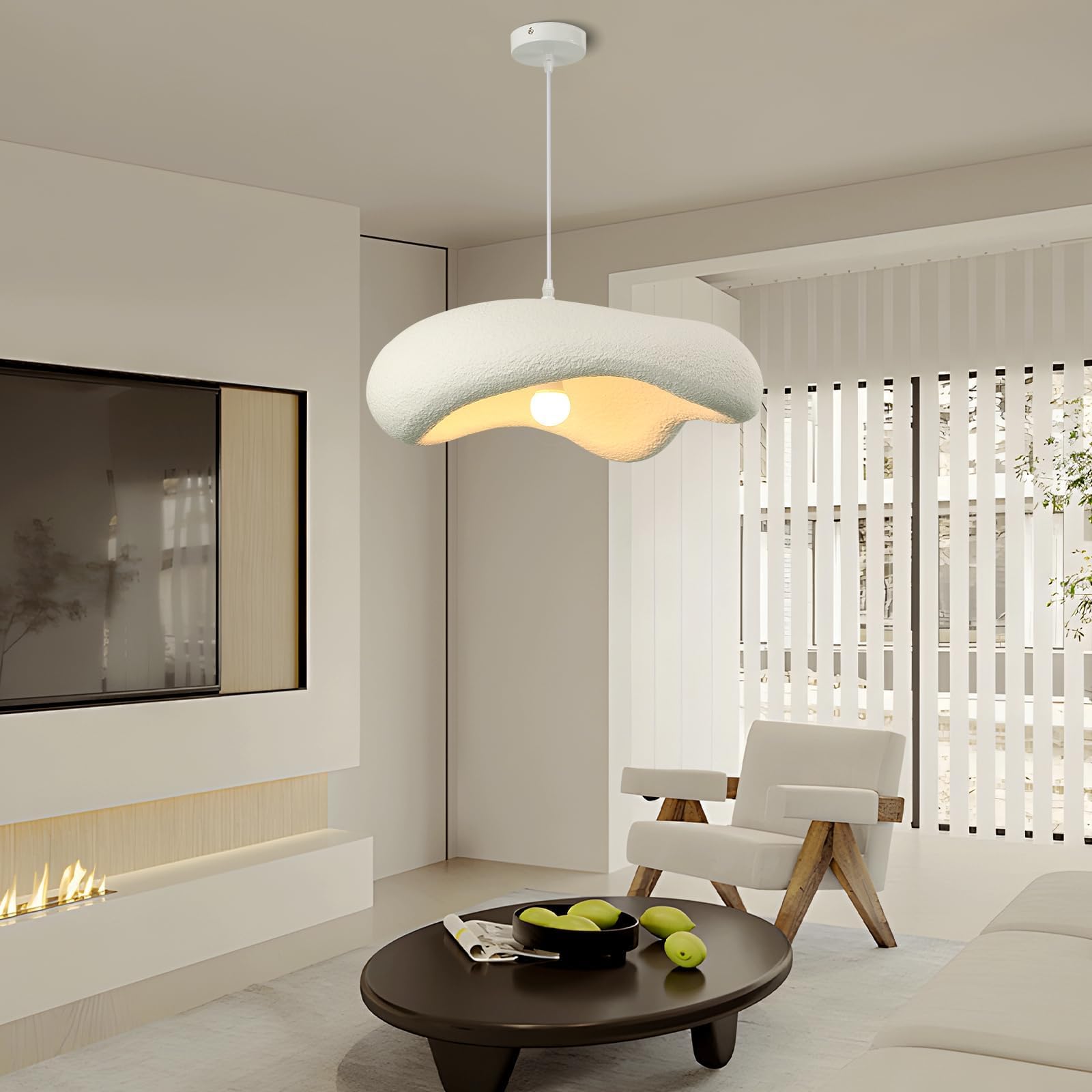 Lampadario A Sospensione Wabi-Sabi,Moderno Lampadario Camera Da Letto Paralume Bianco,Nordico Lampada A Sospensione Come Nuvole Irregolari,Lampadari Soggiorno,Cucina,Corridoio,E27 50CM