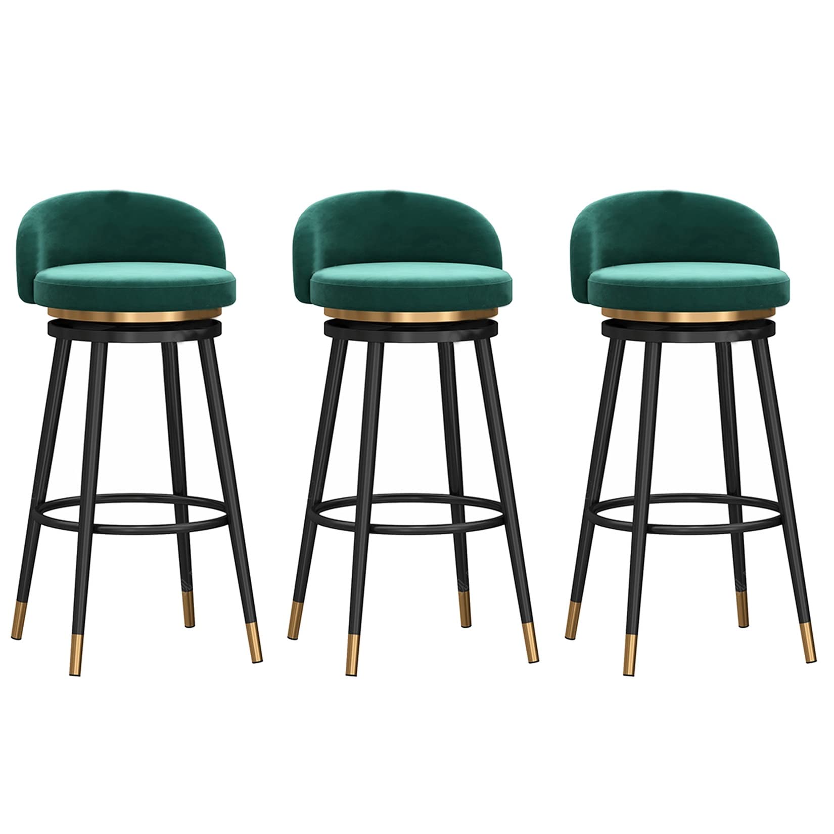 AYCDL 3pcs Counter Height Swivel Barstool, Upholstered Bar Stool for Kitchen Island, Velvet High Bar Chairs with Backrest and Footrest