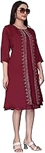 Art Silk Long Kurti | Women's A Line Kurti | Ethnic & Traditional Kurti for Girls | Girl's Long Kurti | 3/4 Sleeve Kurtis | Casual Kurti for Festive, Party, Outing