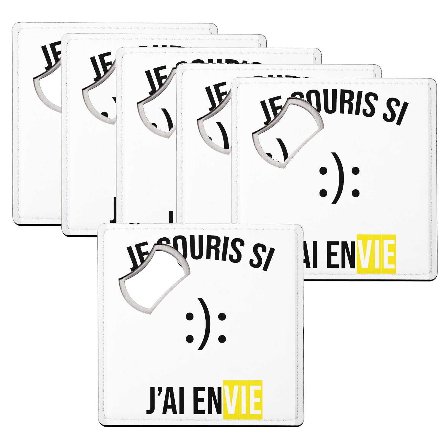 Sous-verre décapsuleur émoticône dessous de verre humour symbole émotion lot de 6