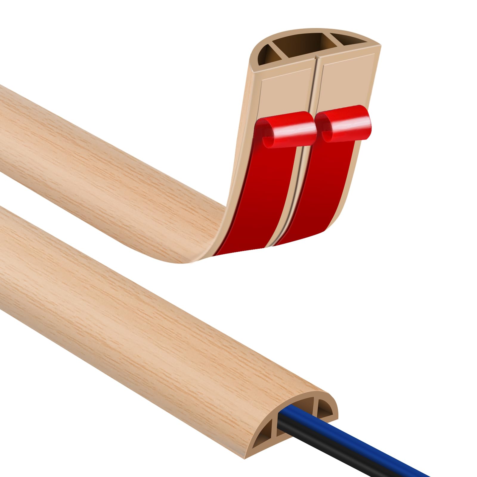 Floor Cable Pass Self-Adhesive 3M Small Flexible Cable Channel for Office, Concert, etc. Electric Wire Cover and Prevention of Tripping Hazards