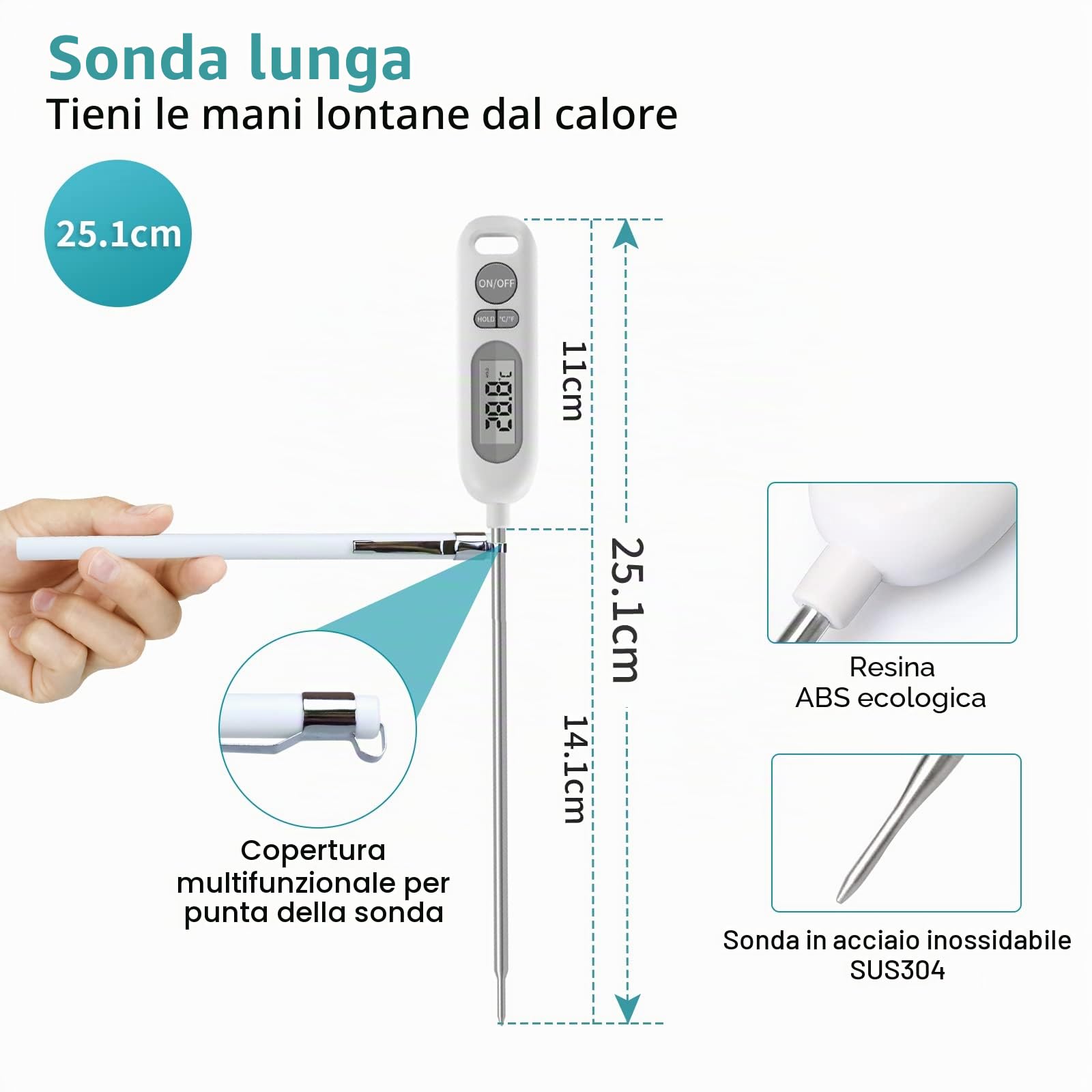 HORJOR Termometro de Carne Digitale per BBQ Forno Latte