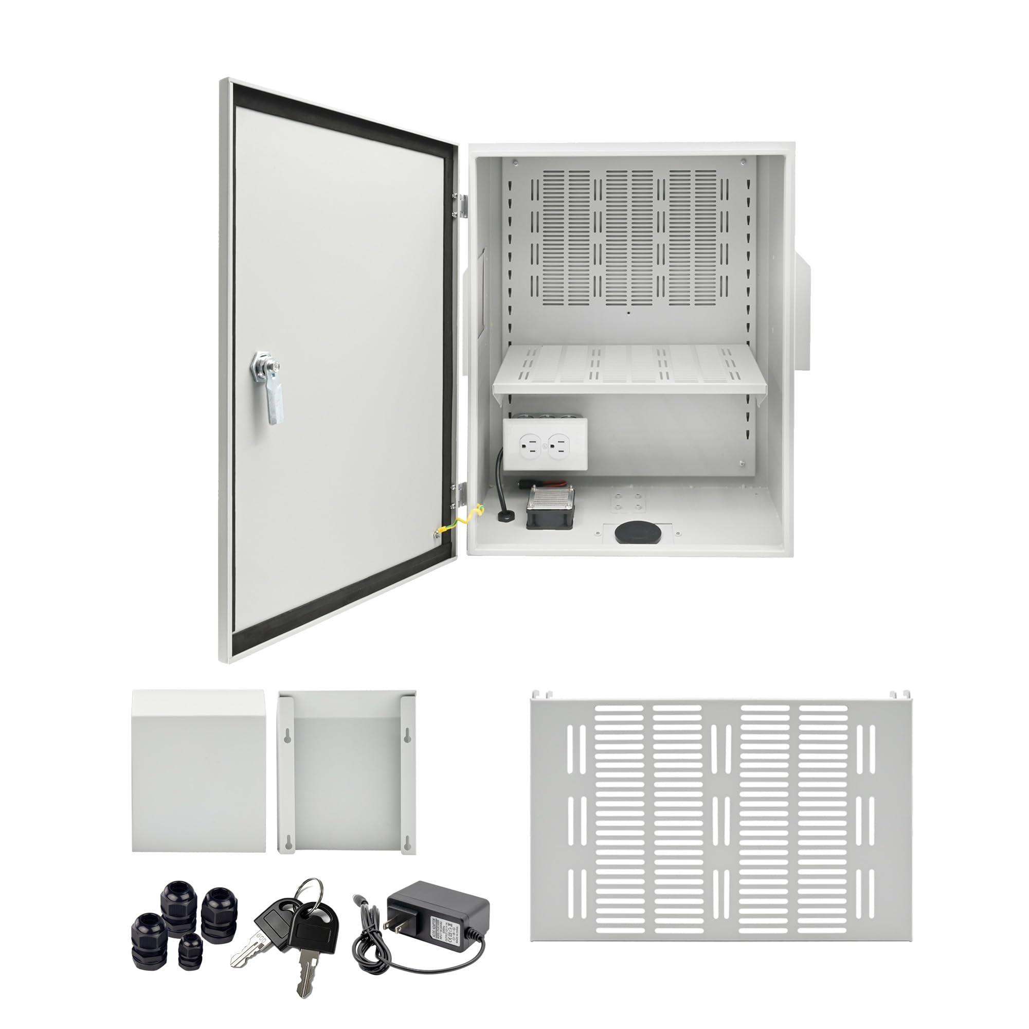 NEMA - Recinto eléctrico para exteriores, acero laminado en frío resistente, IP65 impermeable, con placa de montaje extraíble, perfecto para instalaciones de proyectos de bricolaje, montaje en pared o