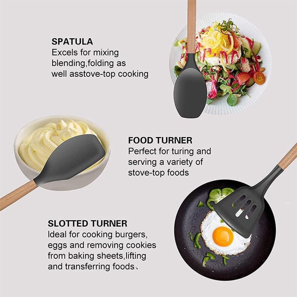 Utoolmart Kitchen Utensil Set, 9 in 1 Silicone Cooking Utensils, Gadgets for Nonstick Cookware Kitchen Accessories, Serving Utensils, Gifts for Christmas