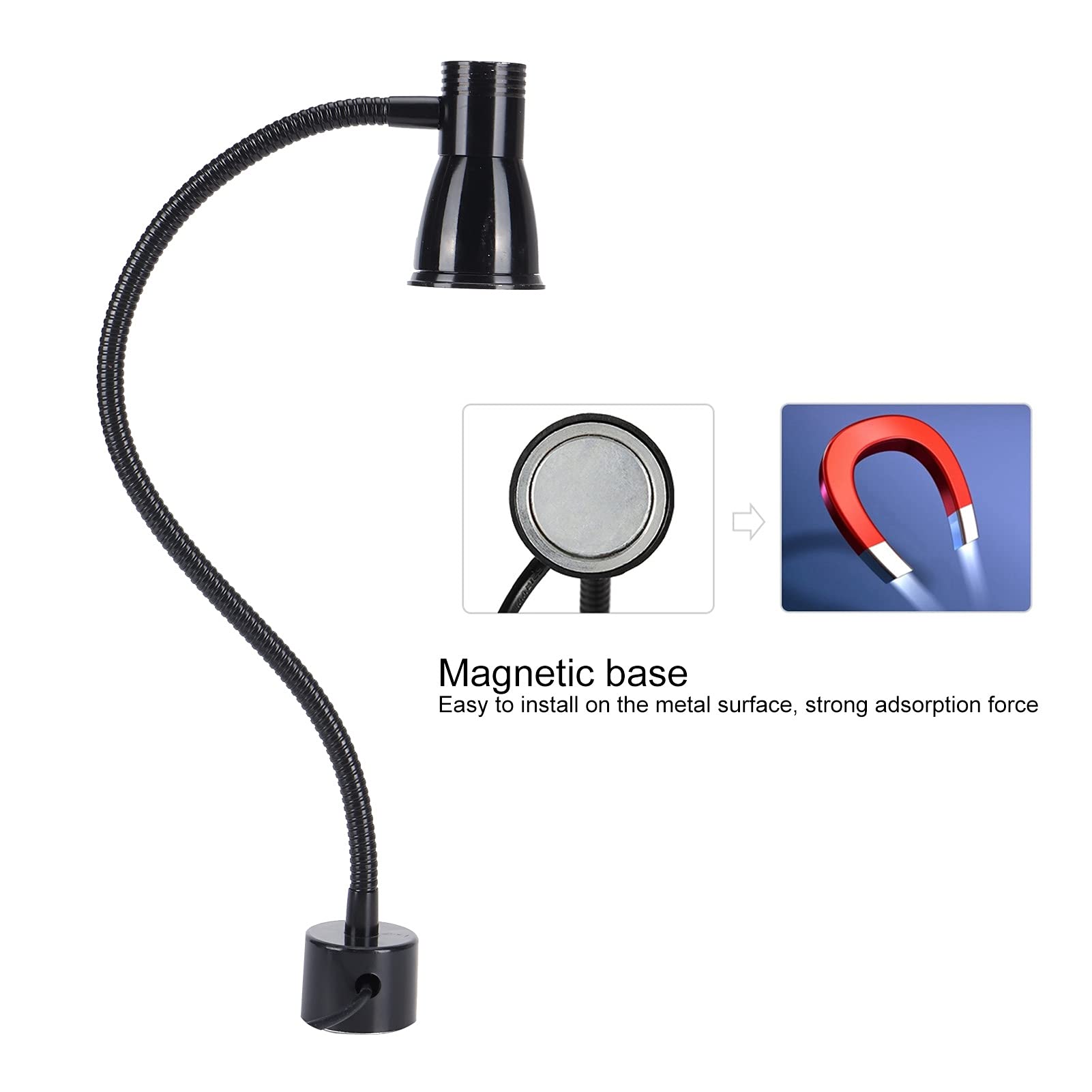 Acouto Lampe de Machine-Outil, 7W LED Lampe de Travail Magnétique pour Machine à Coudre Col de Cygne Flexible pour Machines-Outils Tour Fraisage Perceuse Éclairage Industriel(EU Plug)