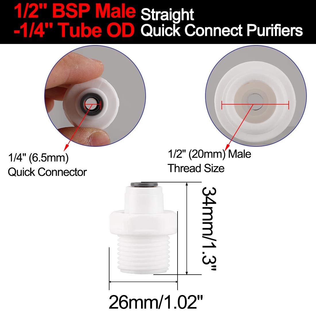 Amazon.co.jp: uxcell クイックコネクト 耐久性 浄水器チューブ継手