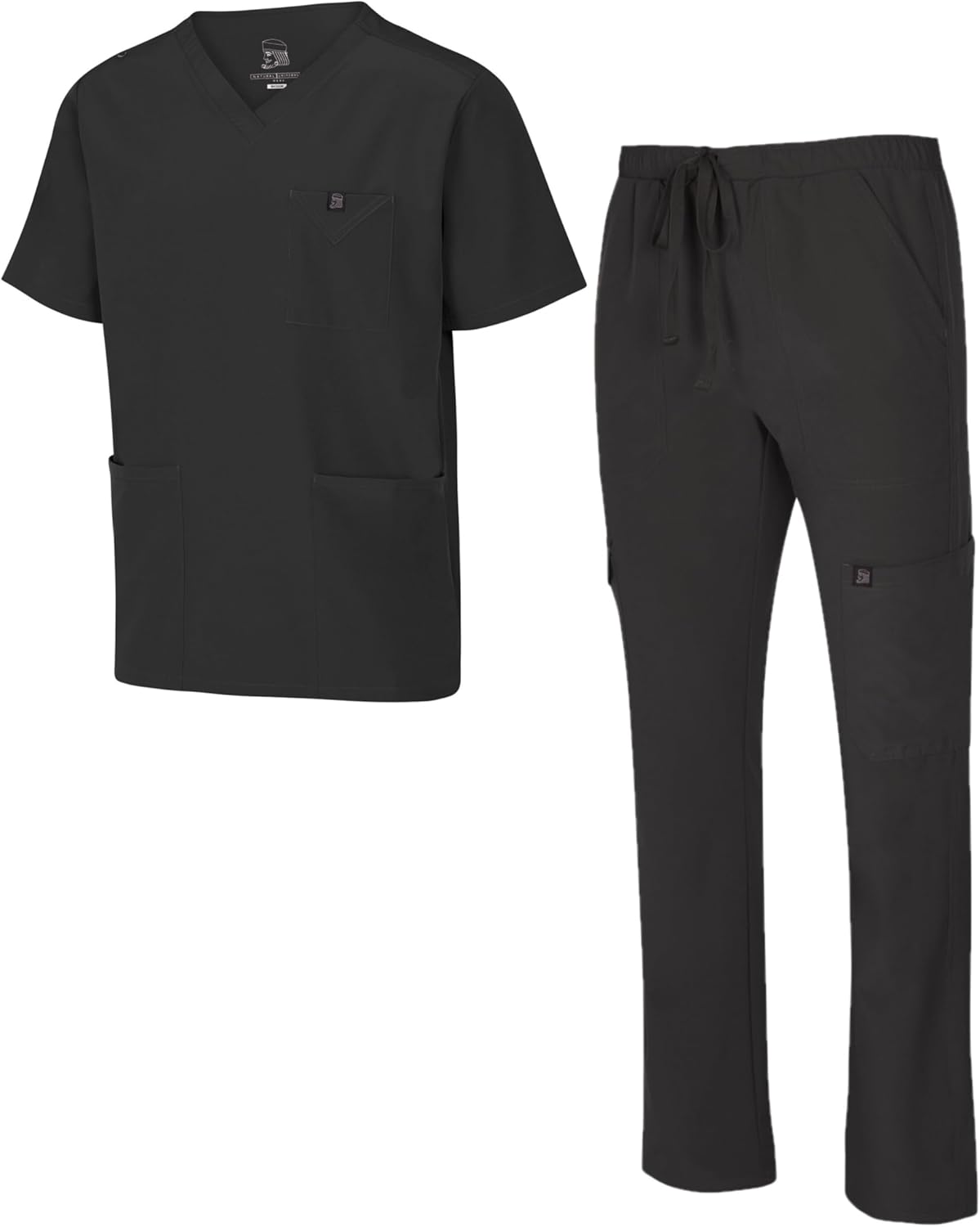 Natural Uniforms Mens Stretch Multi-Pocket Cargo Scrub Set