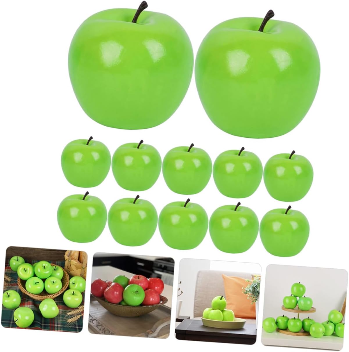 12pcs Artificial Green Fruit Foam Decorative Models Fake Fruit Display Props for Home Kitchen Table Centerpiece Decor