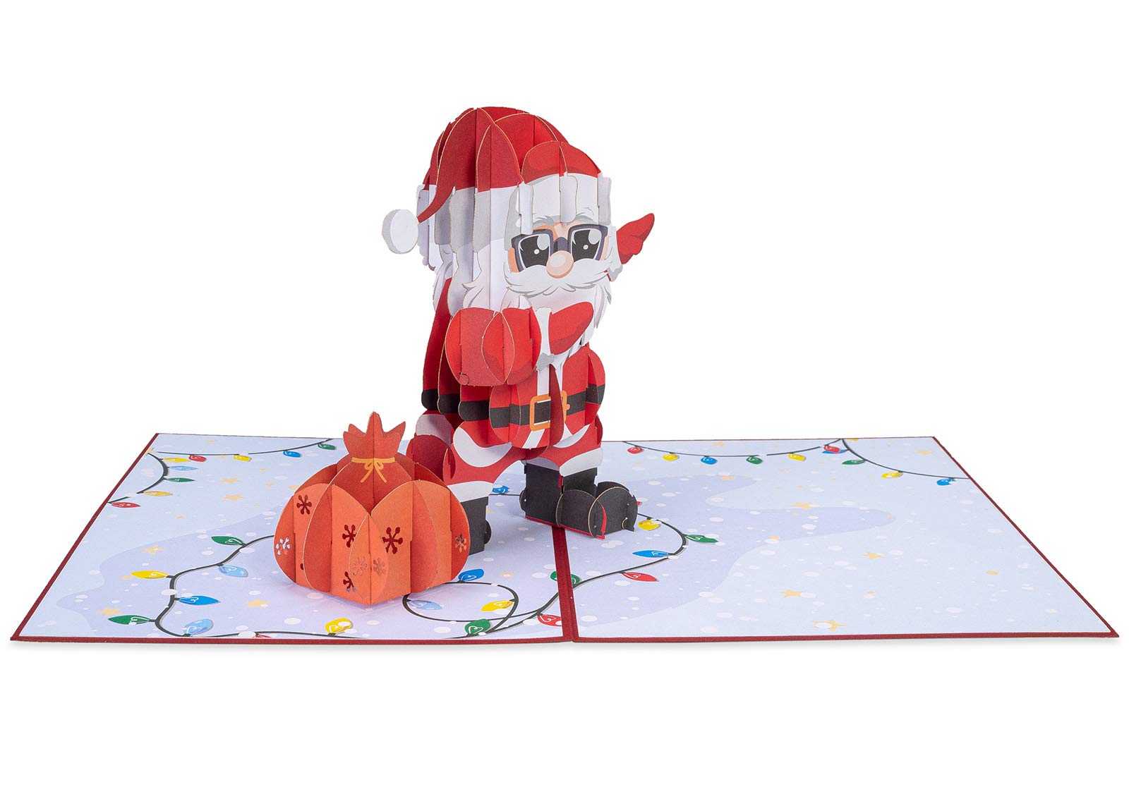 Paper Love Tarjeta de Navidad desplegable 3D, Papá Noel, regalo para Navidad o vacaciones, funda de 5 x 7 pulgadas, incluye sobre y etiqueta de nota extraíble