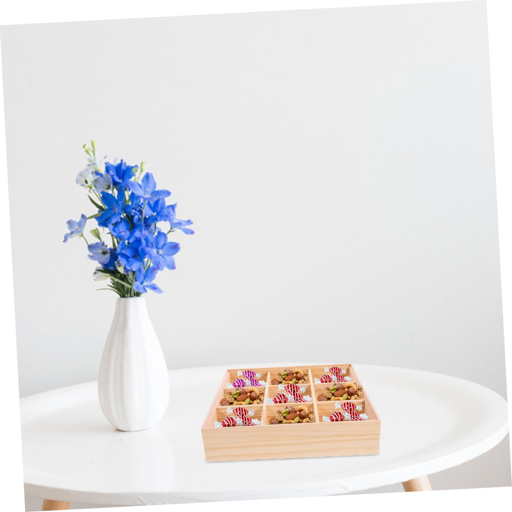 Levemolo Holz Aufbewahrungsbox mit Fächern für Snacks und Teebeutel Multifunktionales Tablett aus Braunem Holz für Zuhause und Outdoor Picknick
