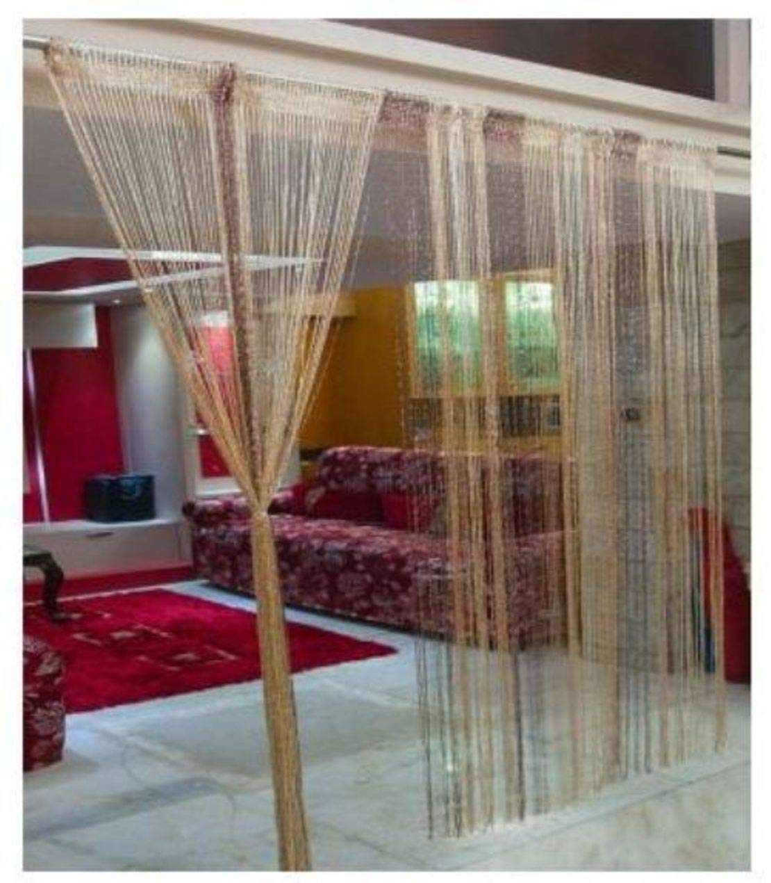 RAMCHA Shining Window, Partition, Arch & Long Door Curtain 9.5 FEET - 2 Curtains (Brown)-image-29