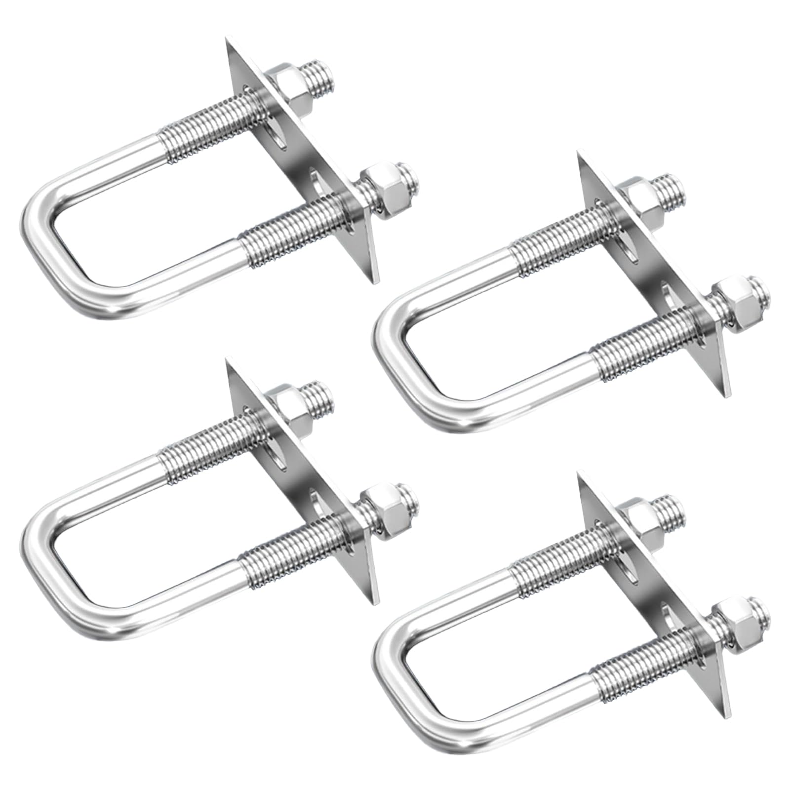Grucce a U con filettatura, 4 viti da stiro M8, 50 x 80 mm, in acciaio inox, viti a U con dadi, bulloni a U per il fissaggio del tubo, riparazione di traino