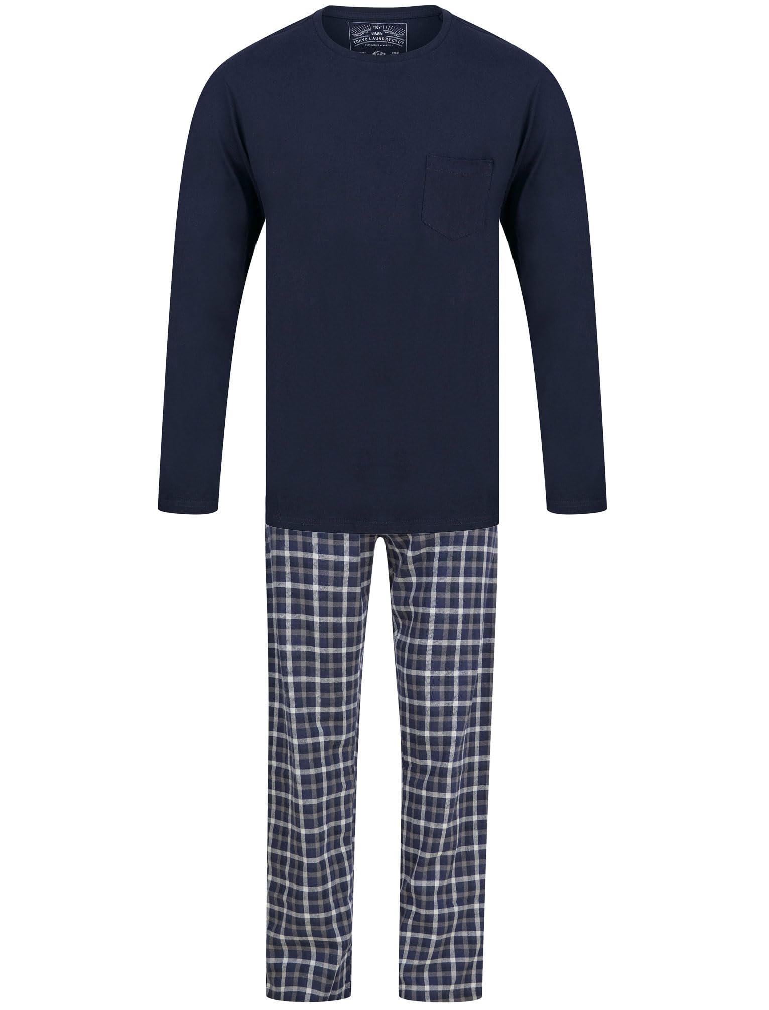 Tokyo Laundry Men's Glencoe - Navy Glencoe Pyjama Set With Bottoms & Long Sleeved Top