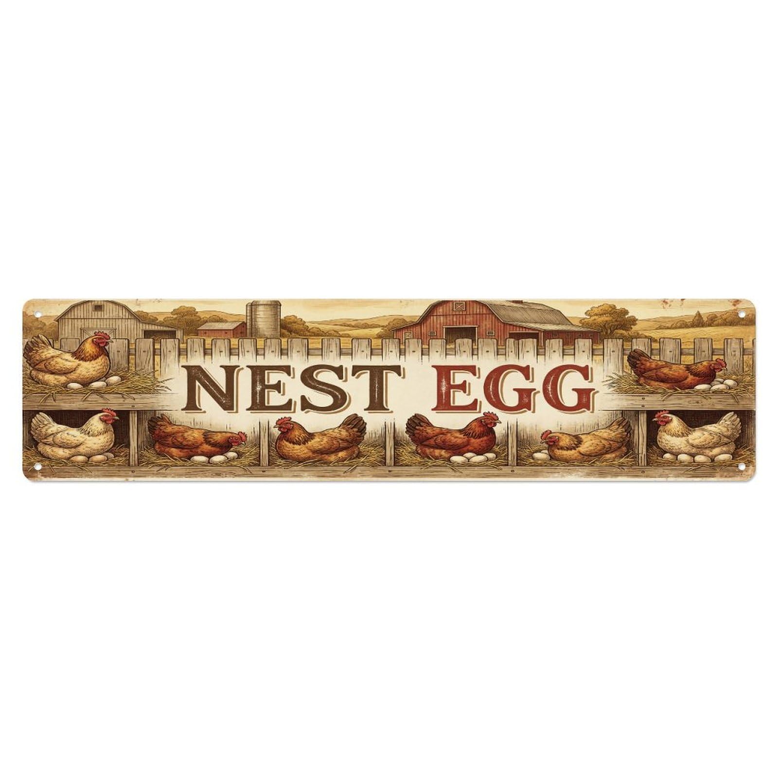 Vintage Yard Nest Farmhouse Funny Hen Backyard Farm Metal Tin Sign Plaque Wall Decor for Cafe, Club, Garden Metal Poster 4x16Inch