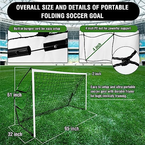 Portable Soccer Goal Backyard, Sport Soccer Training Net, Soccer Goal Net With Ground Stakes For Kids Or Adults, 8 * 5Ft #TOP2