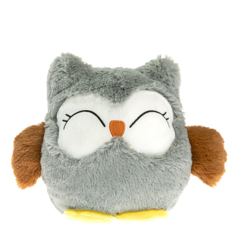Pelucho - Bouillotte Peluche Chouette Grise - Bien-​Être, Chaleur et Douceur - Micro-​Ondable - Grains de Blé et Fleurs de Lavande - Fabriquée en France