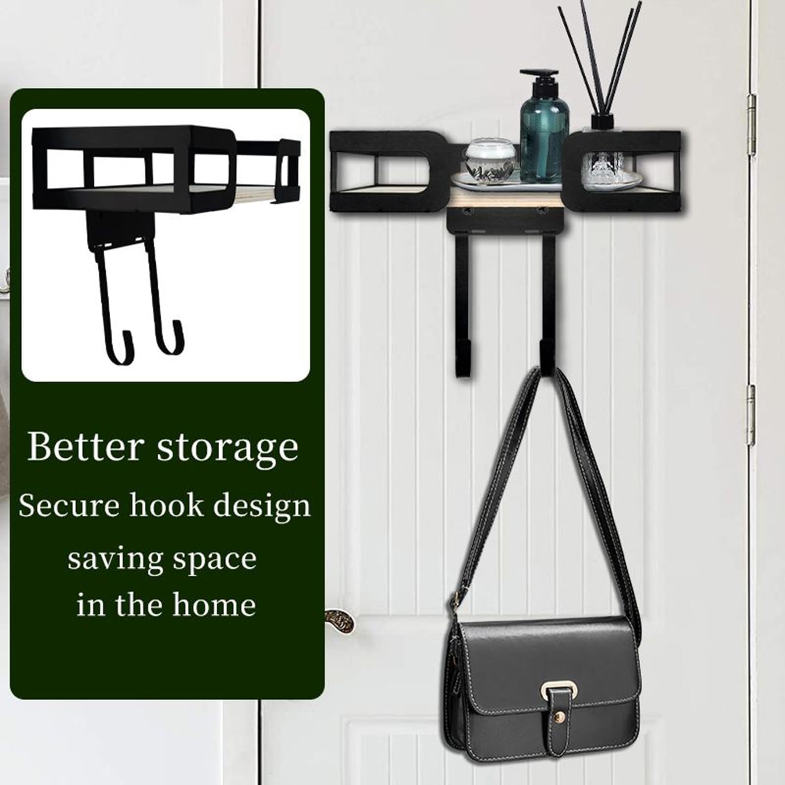 Plancahe - Supporto da parete salvaspazio per asse da stiro e ganci, ideale per casa, camera da letto, lavanderia