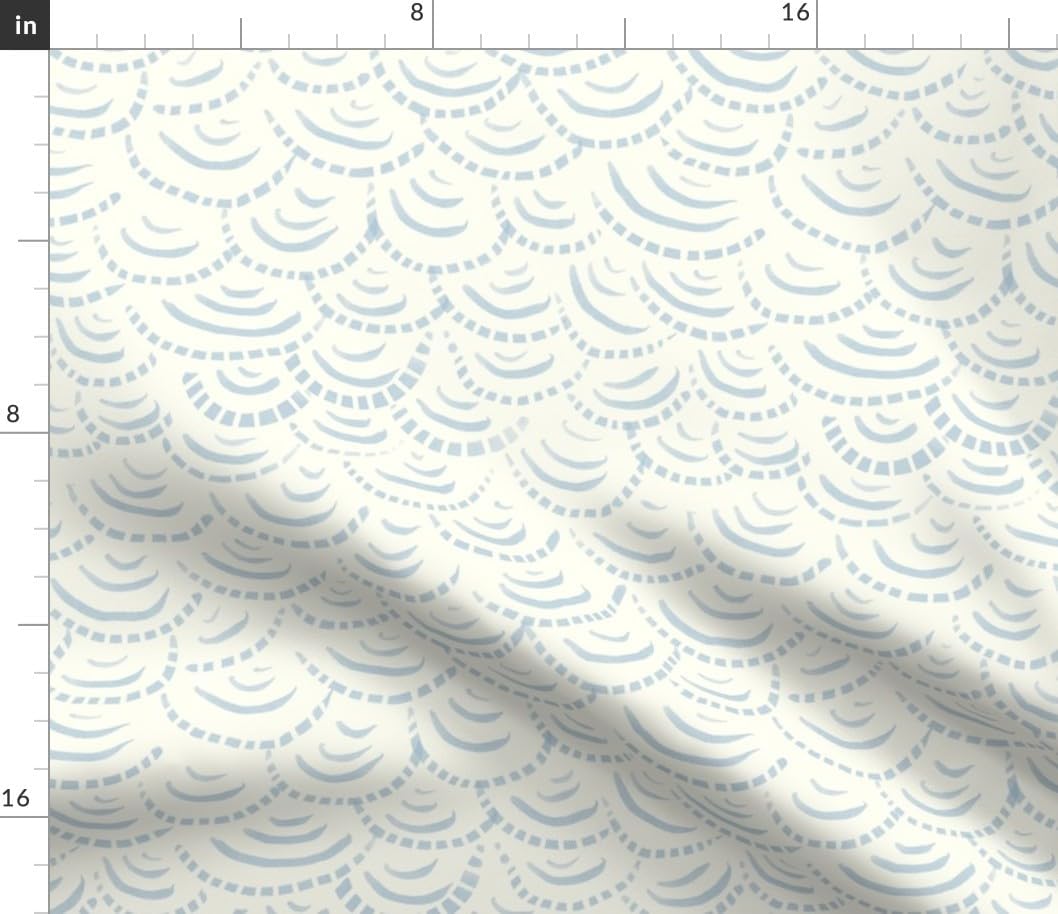 Spoonflower Fabric - Coastal Scallop Scales Minimalism Ocean Nautical Surf Mermaid Neutral Printed on Petal Cotton Fabric Fat Quarter - Sewing Quilting Apparel Crafts Decor