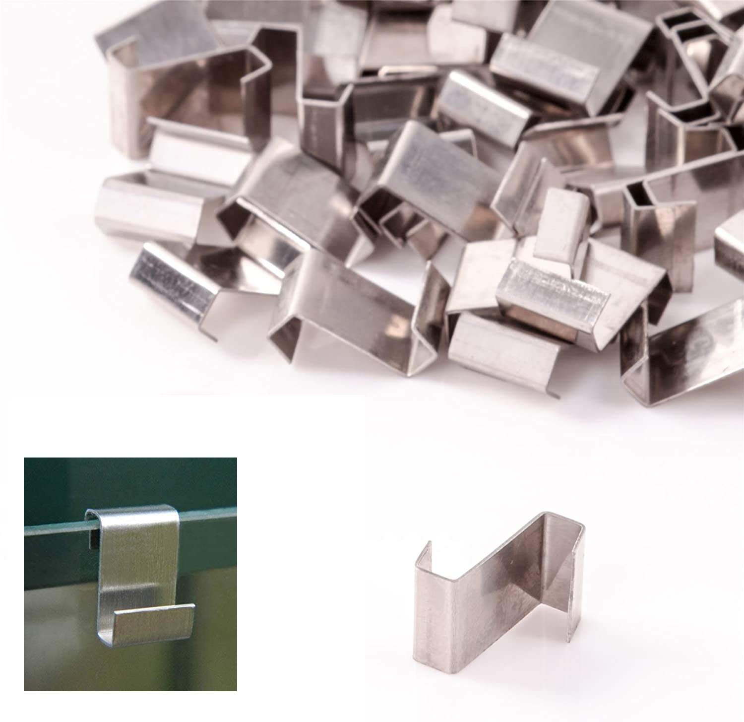 SISI UK® 100 Pieces Stainless Steel Z-Lap Type Greenhouse Glazing Clip, Silver