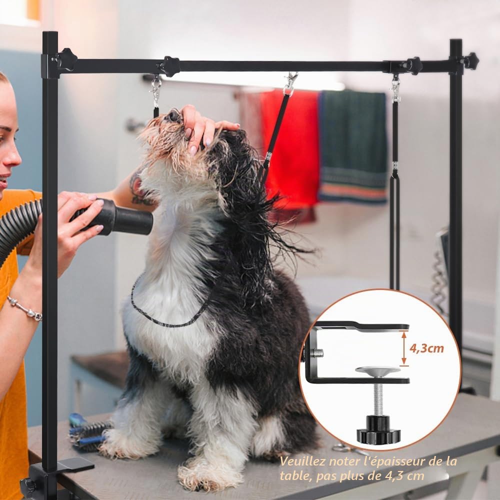 SMONTER Collier de soin pour chien avec pince, Collier de soin réglable avec lanière, article de soin pour chiens et chats à hauteur et largeur réglables